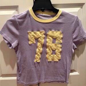 Juniors Purple and Yellow Number 76 T-Shirt
